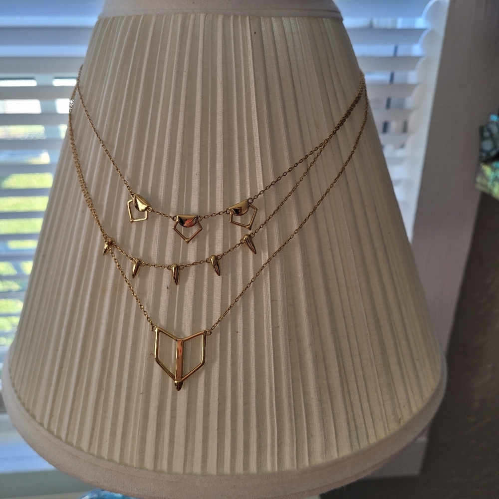 Stella & Dot Triple Turquoise & Gold Reversible Necklace - Picture 2 of 8